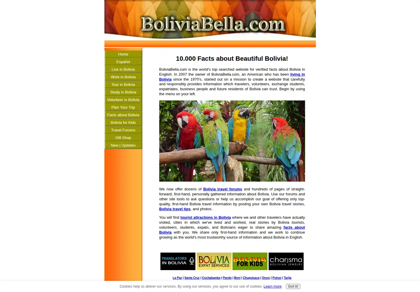 Screenshot of boliviabella.com