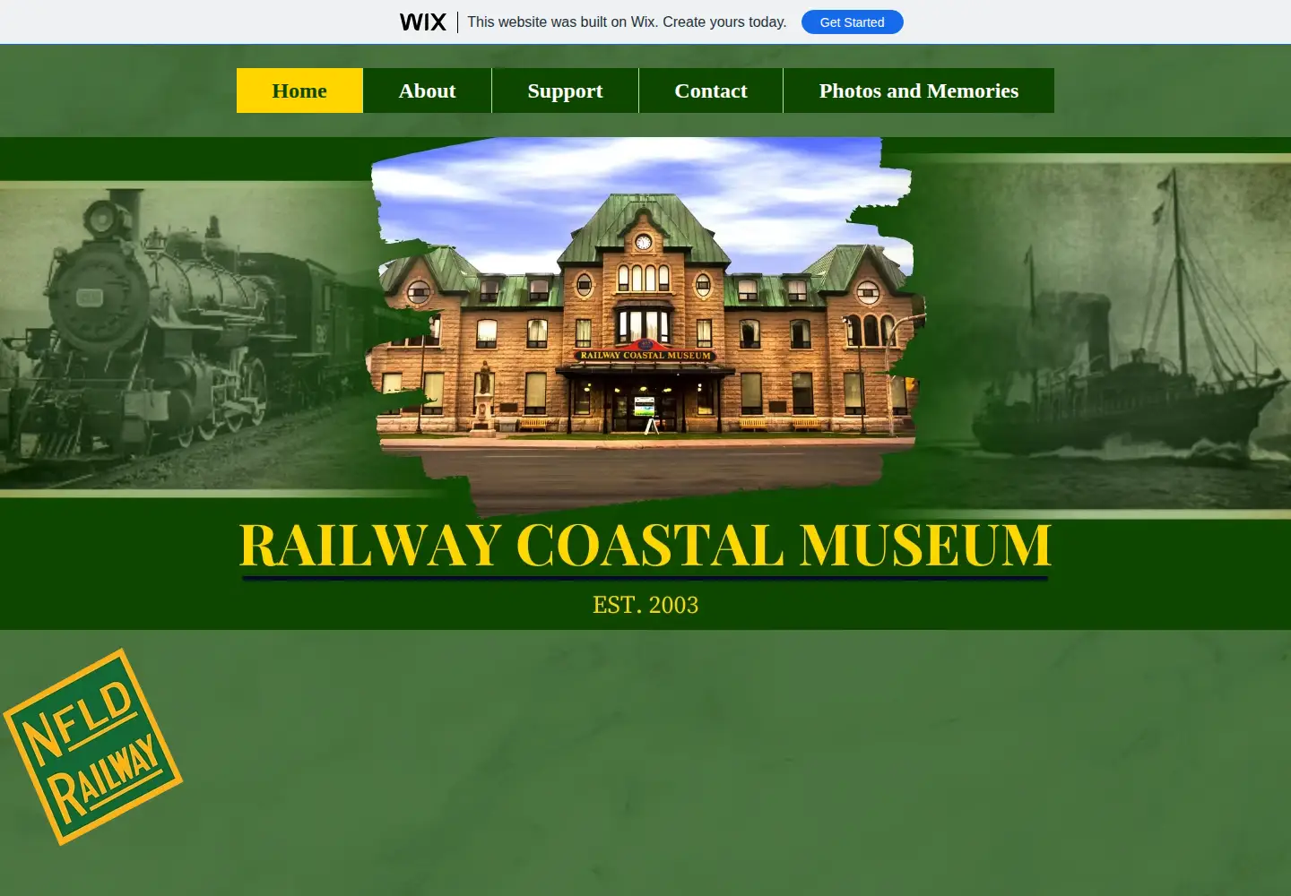 Screenshot of railwaycoastalmuseum.ca