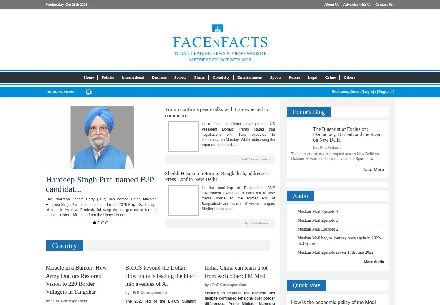 Captured homepage of facenfacts.com in the current scan