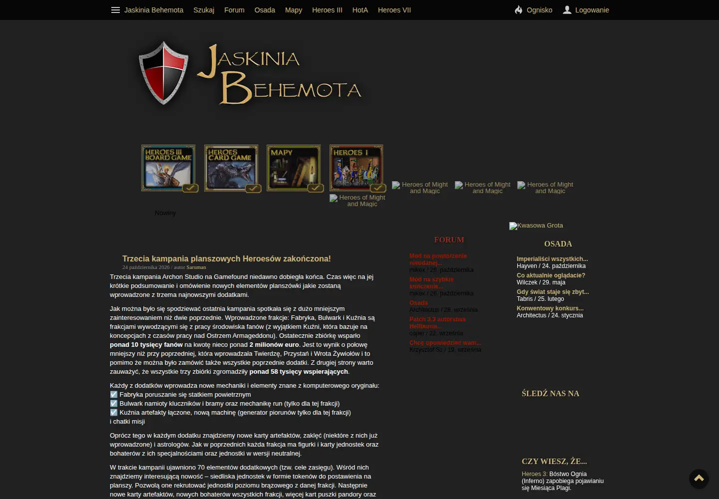 Captured homepage of heroes.net.pl in the current scan