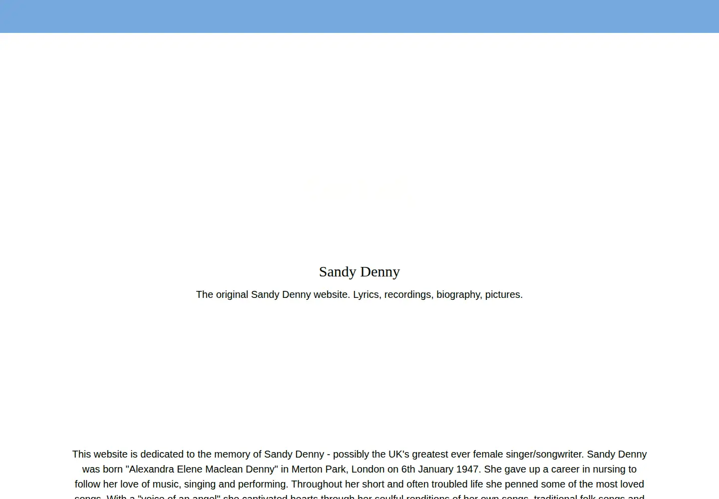 Screenshot of sandydenny.co.uk