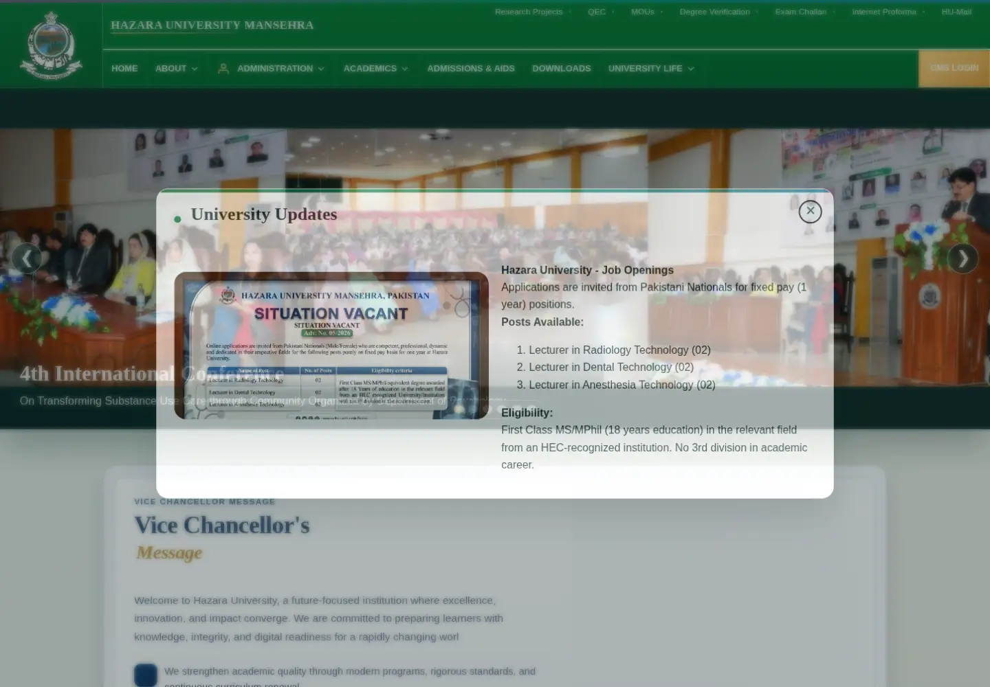 Screenshot of hu.edu.pk