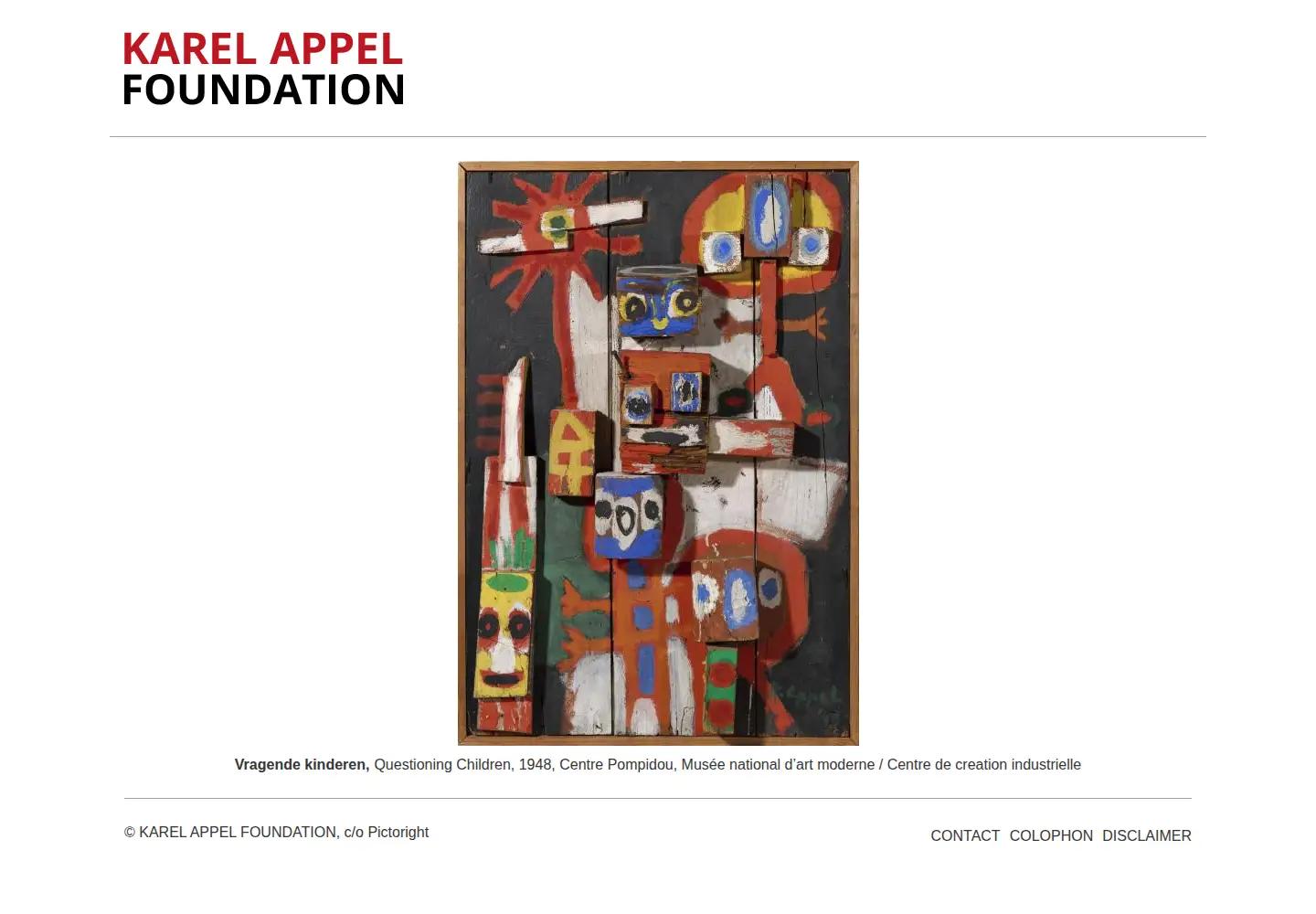 Captured homepage of karelappelfoundation.com in the current scan