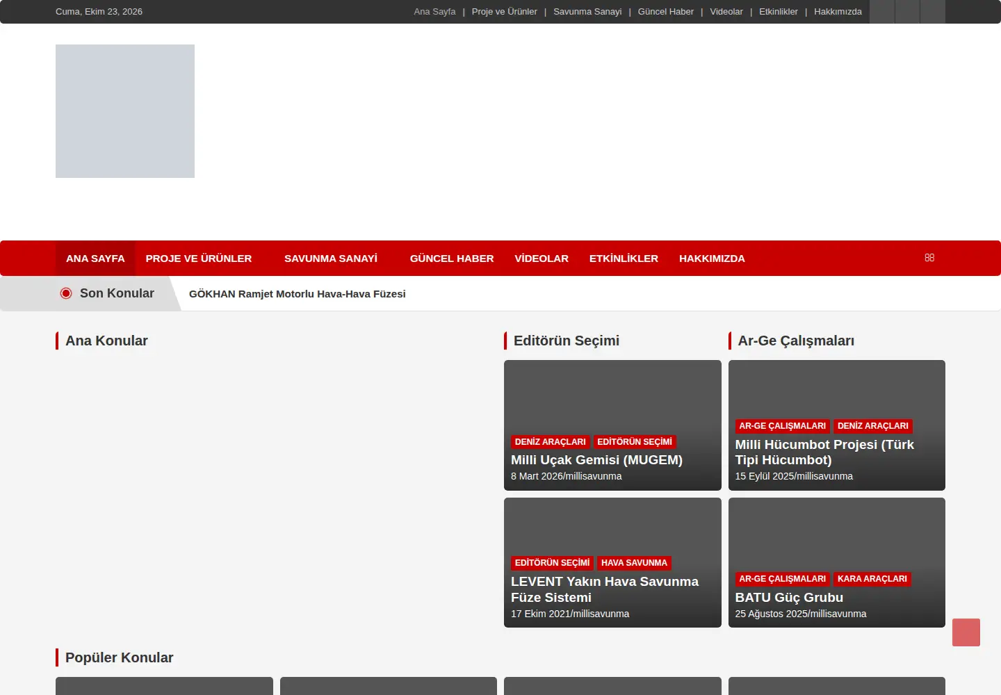 Screenshot of millisavunma.com