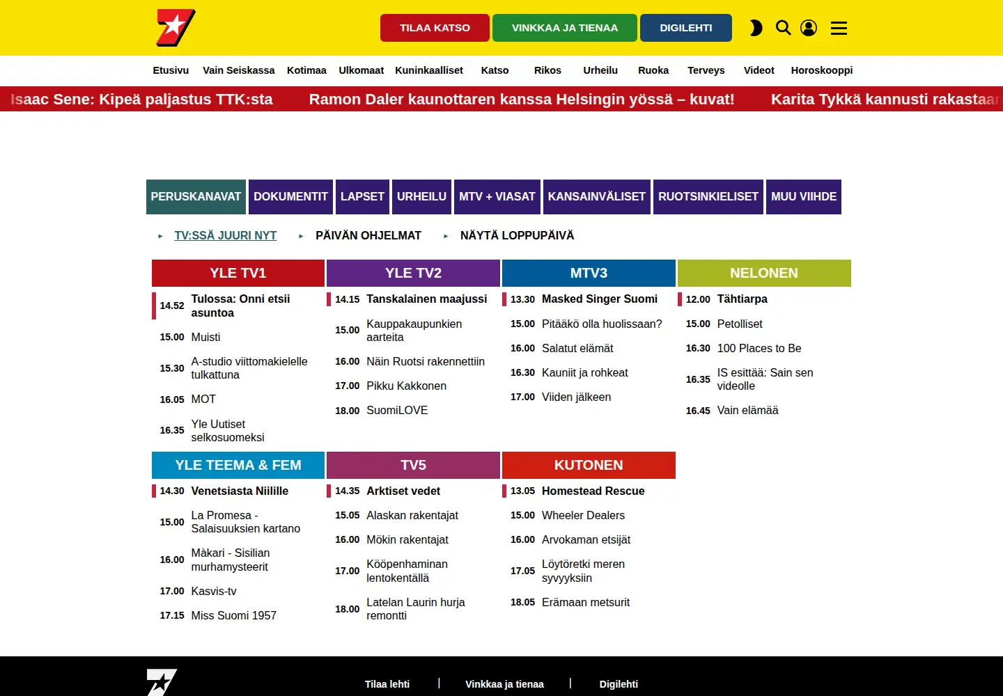 Captured homepage of telvis.fi in the current scan