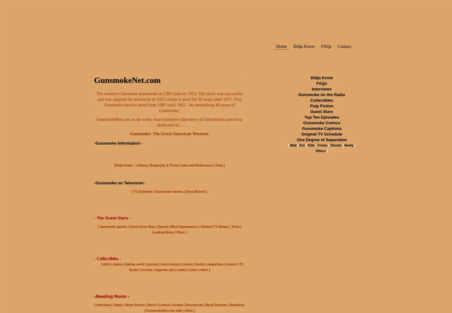 Captured homepage of gunsmokenet.com in the current scan