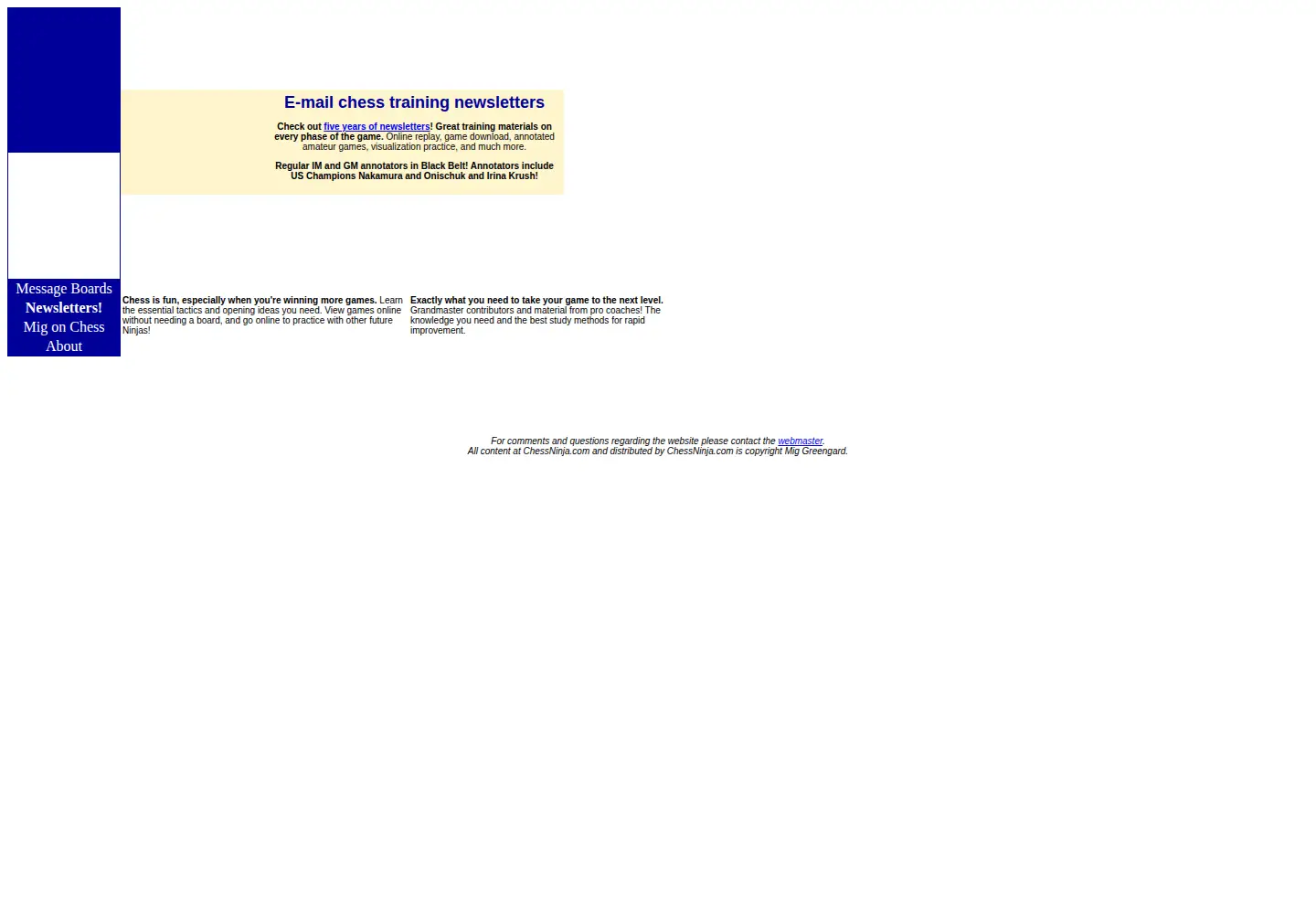 Captured homepage of chessninja.com in the current scan