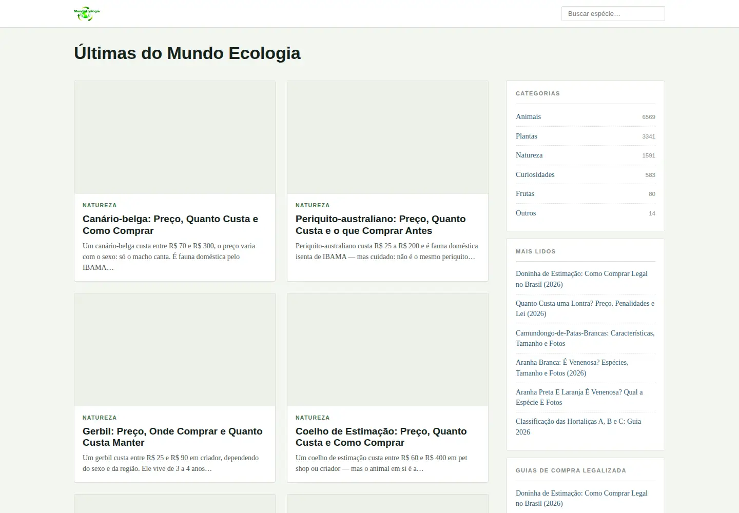 Screenshot of mundoecologia.com.br
