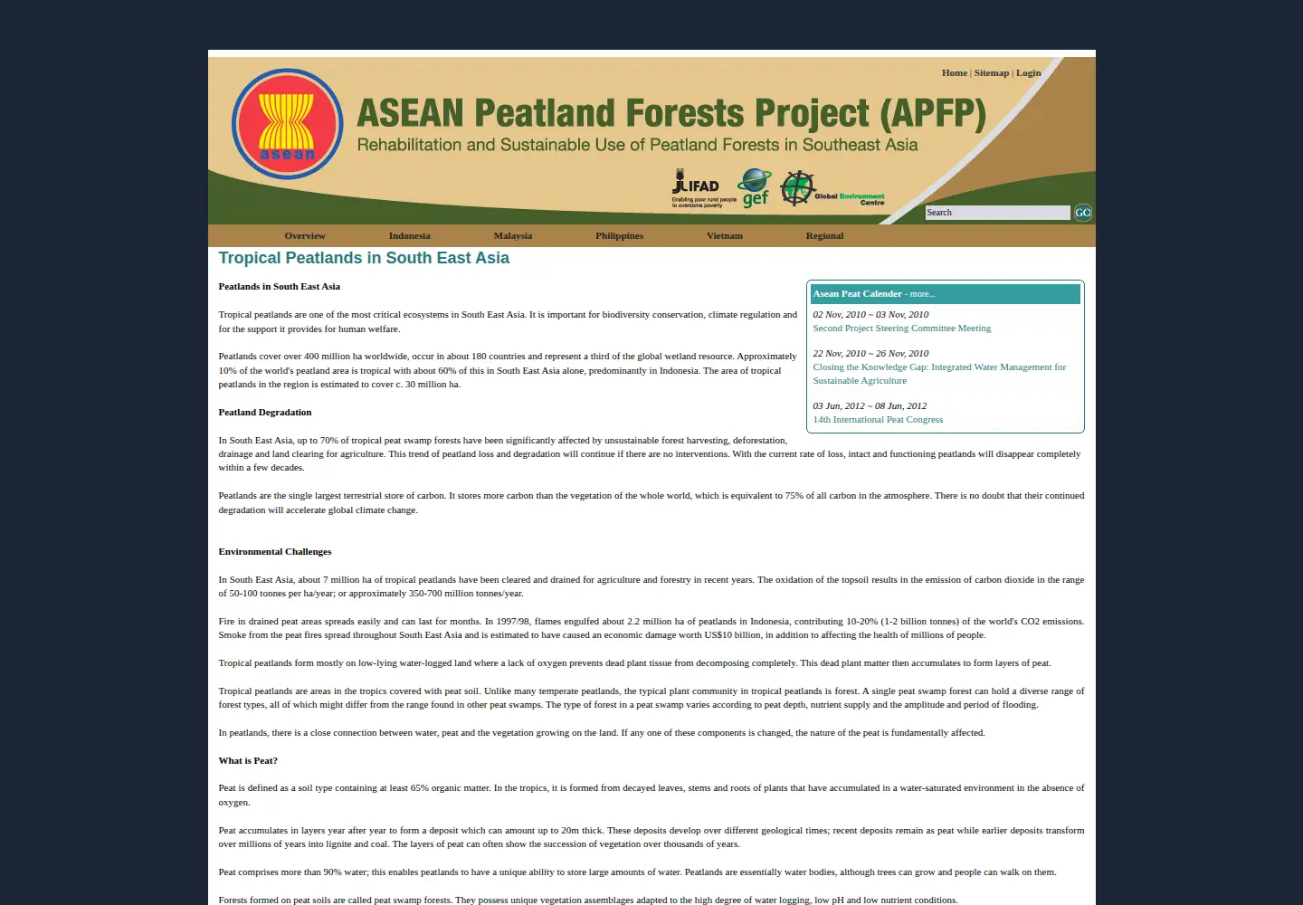 Captured homepage of aseanpeat.net in the current scan