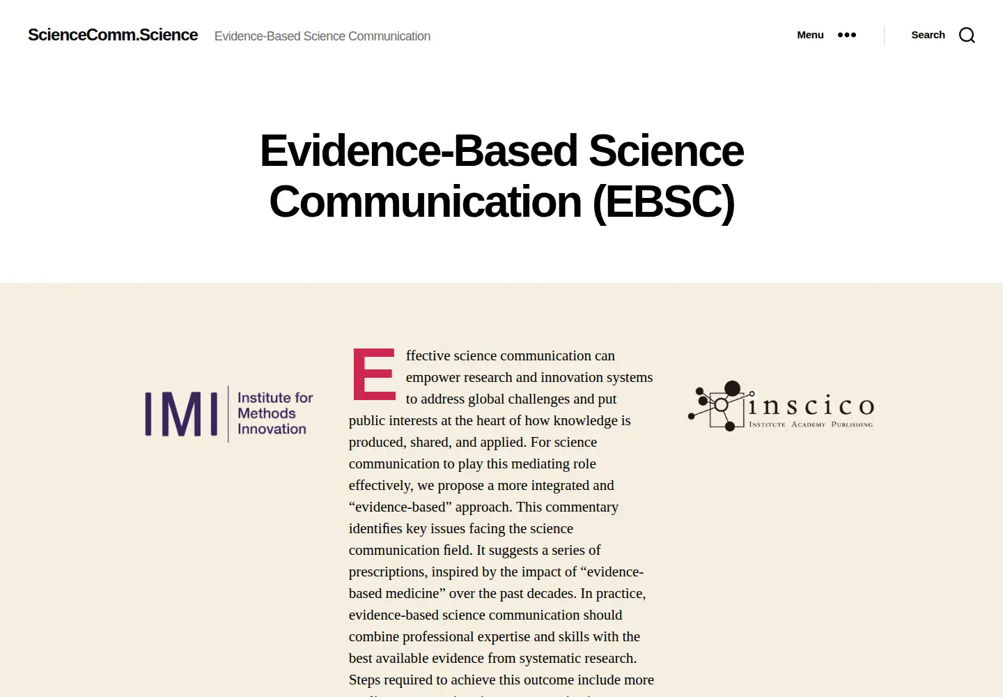 Screenshot of sciencecomm.science
