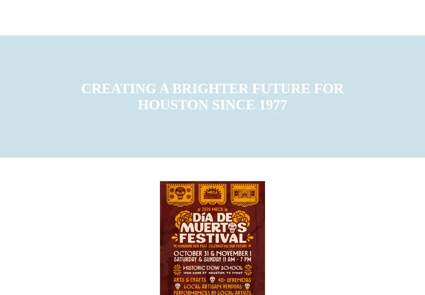 Captured homepage of meca-houston.org in the current scan