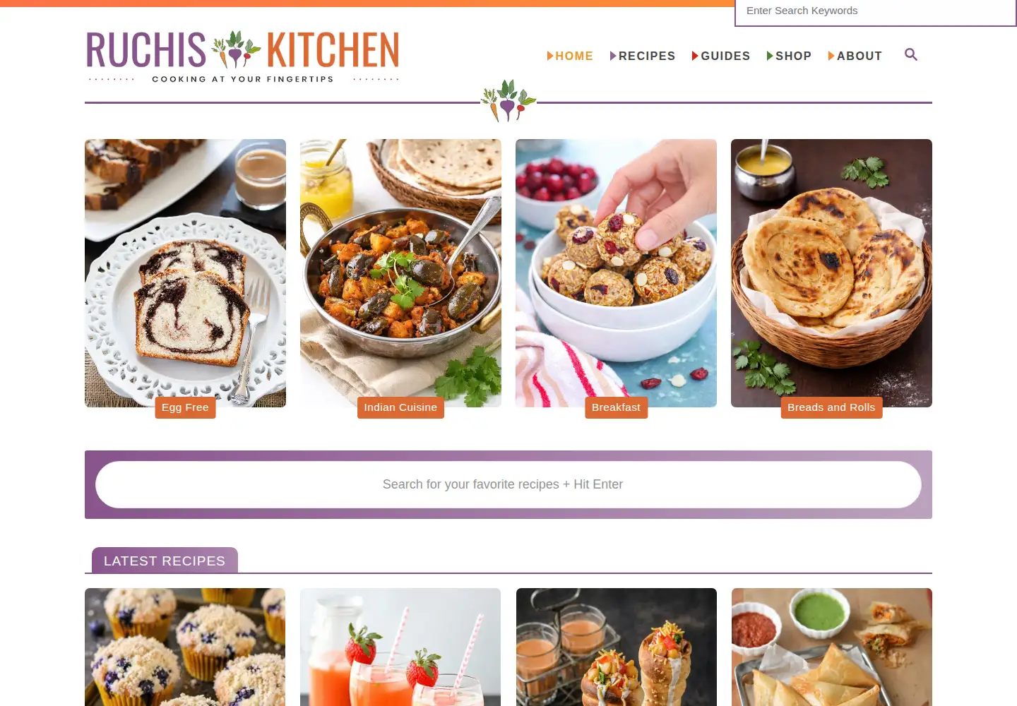 Screenshot of ruchiskitchen.com