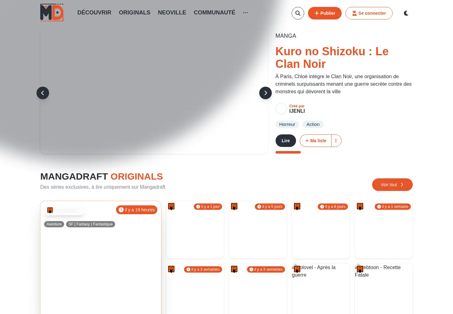 Screenshot of mangadraft.com