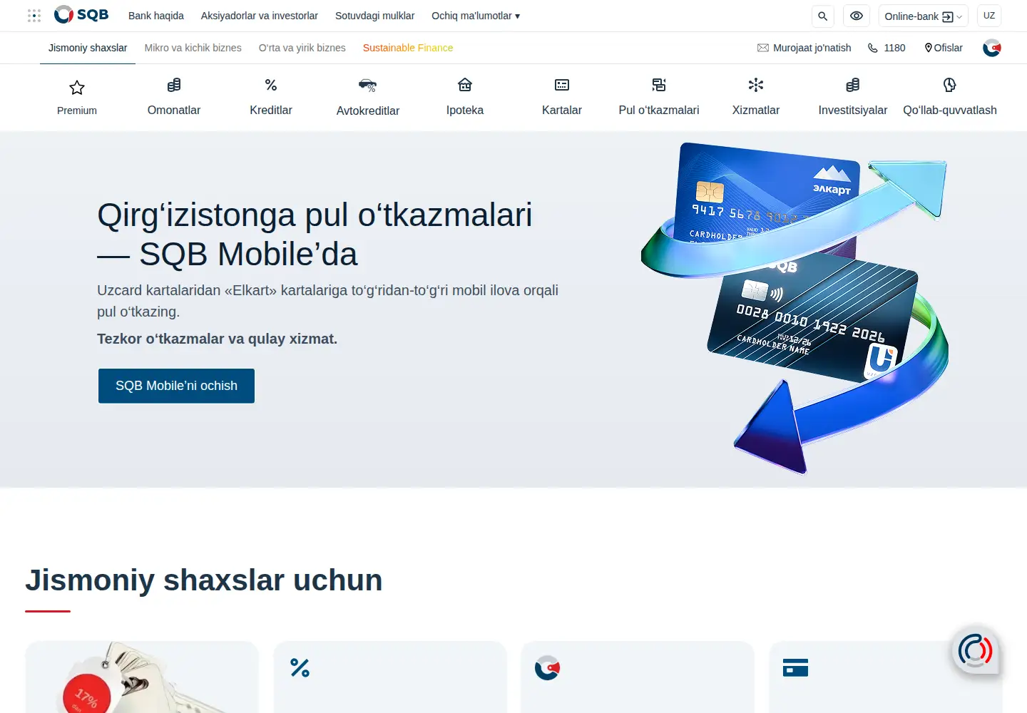 Screenshot of sqb.uz