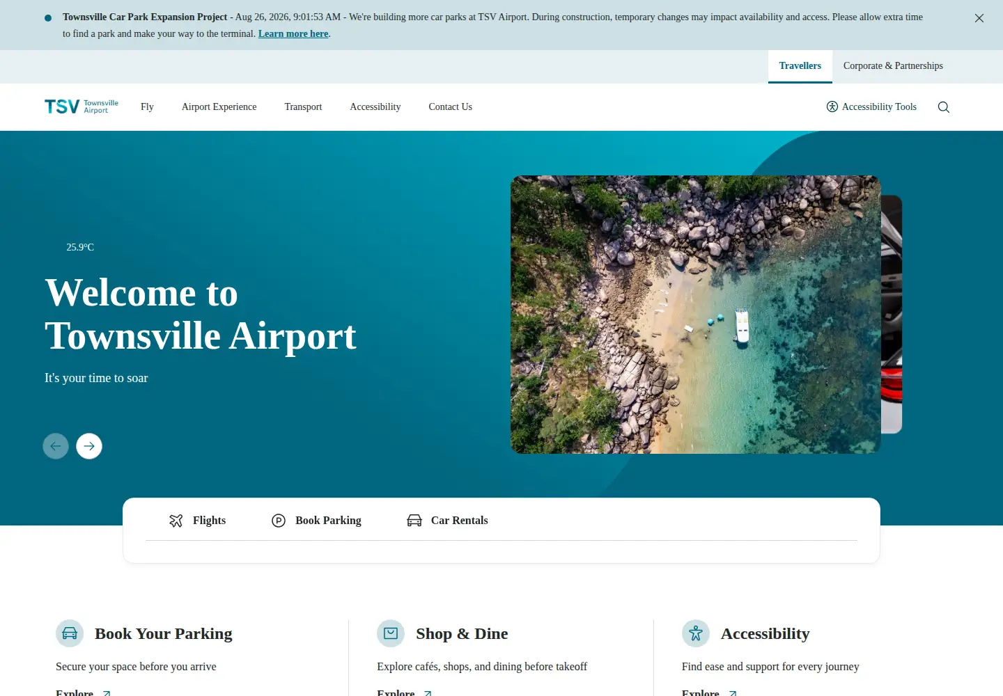 Screenshot of townsvilleairport.com.au