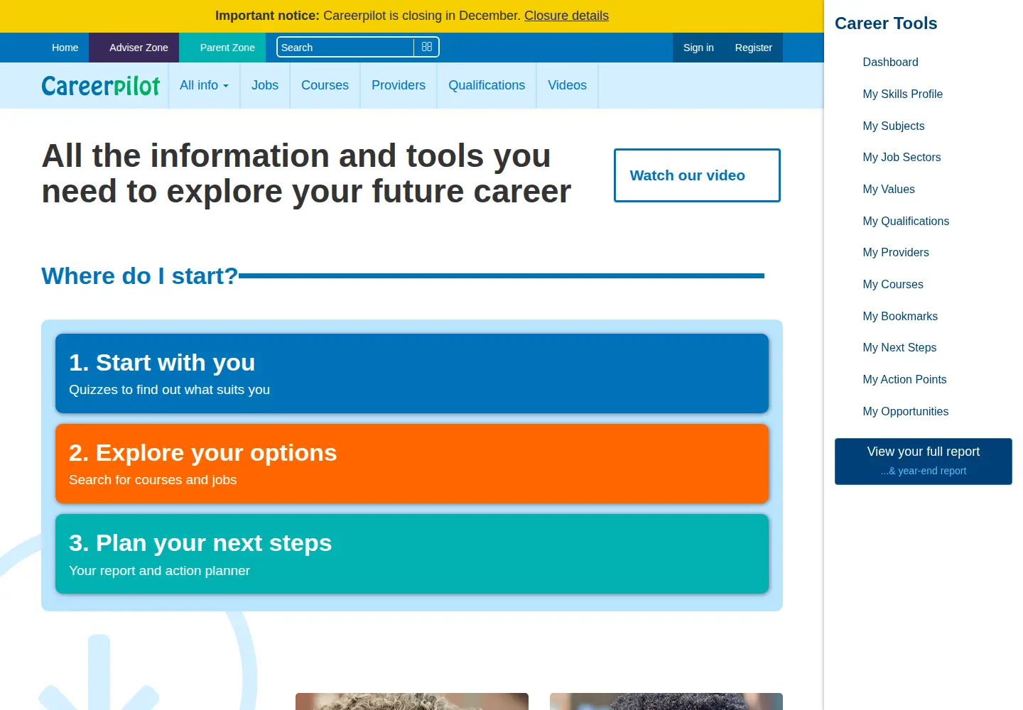 Screenshot of careerpilot.org.uk