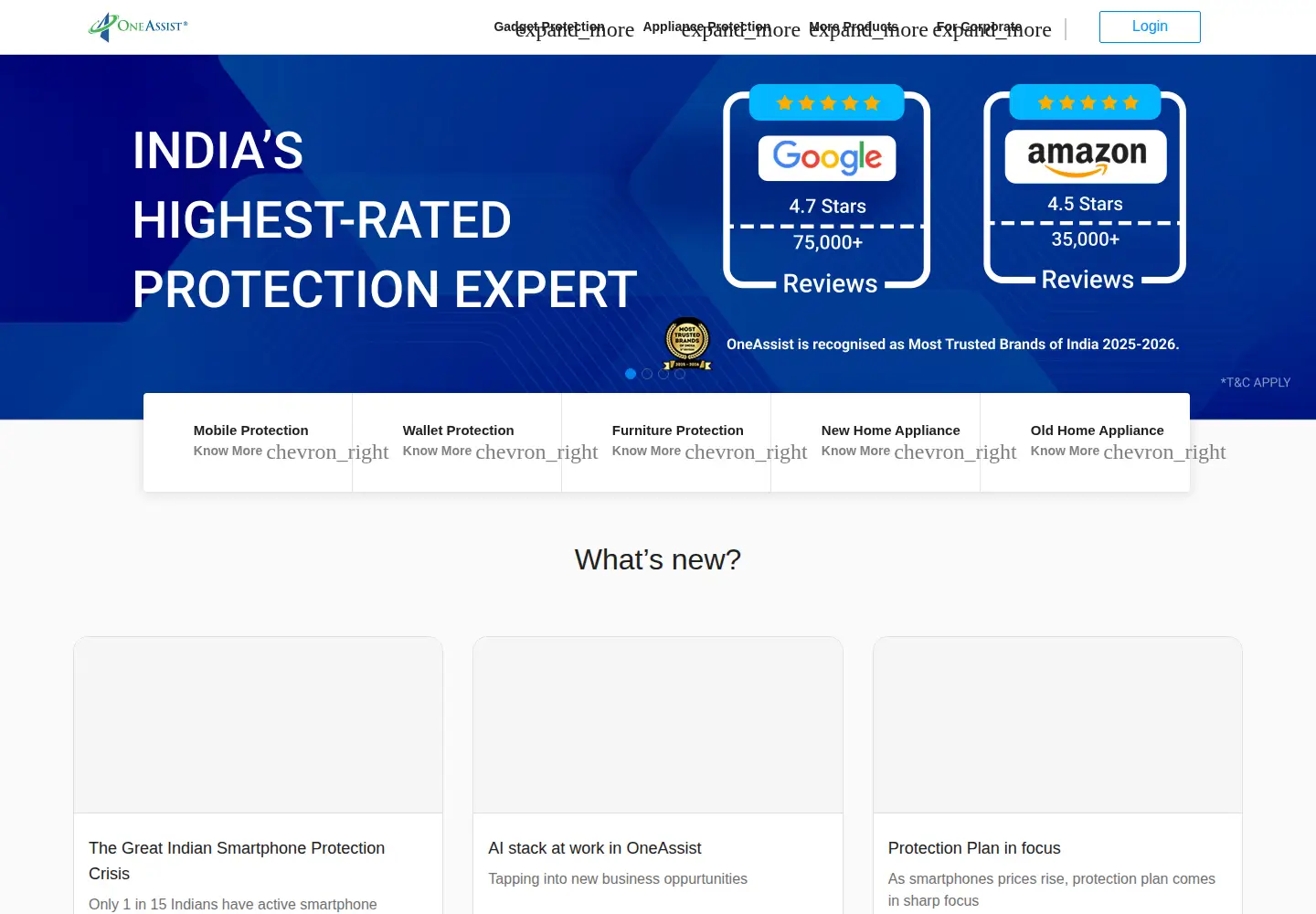 Screenshot of oneassist.in