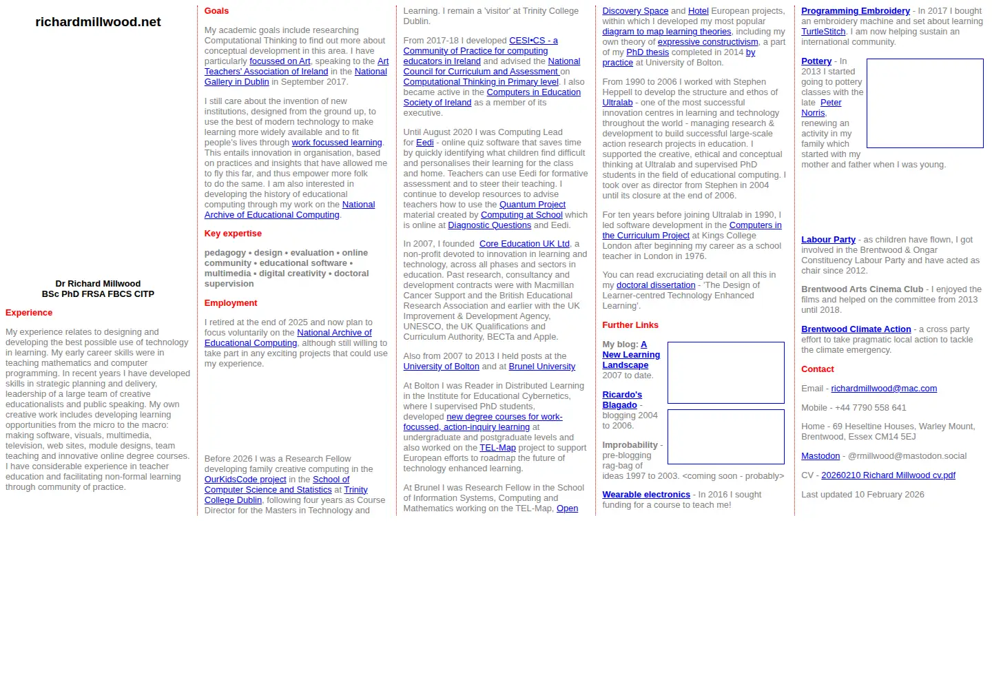 Screenshot of richardmillwood.net