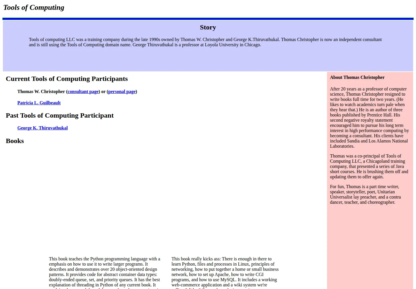 Captured homepage of tools-of-computing.com in the current scan