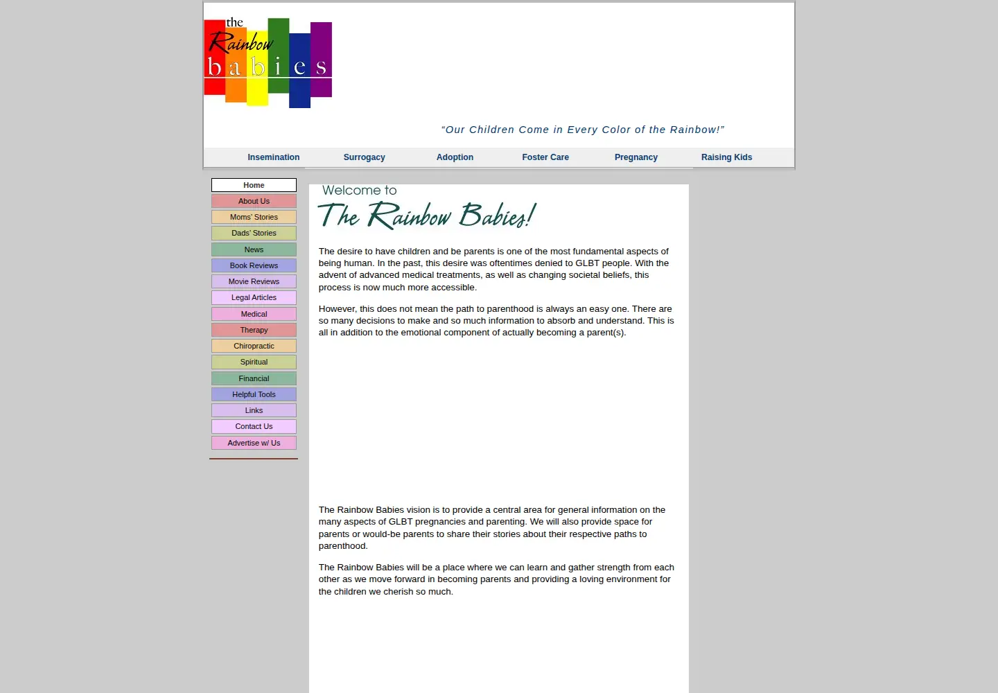 Screenshot of therainbowbabies.com