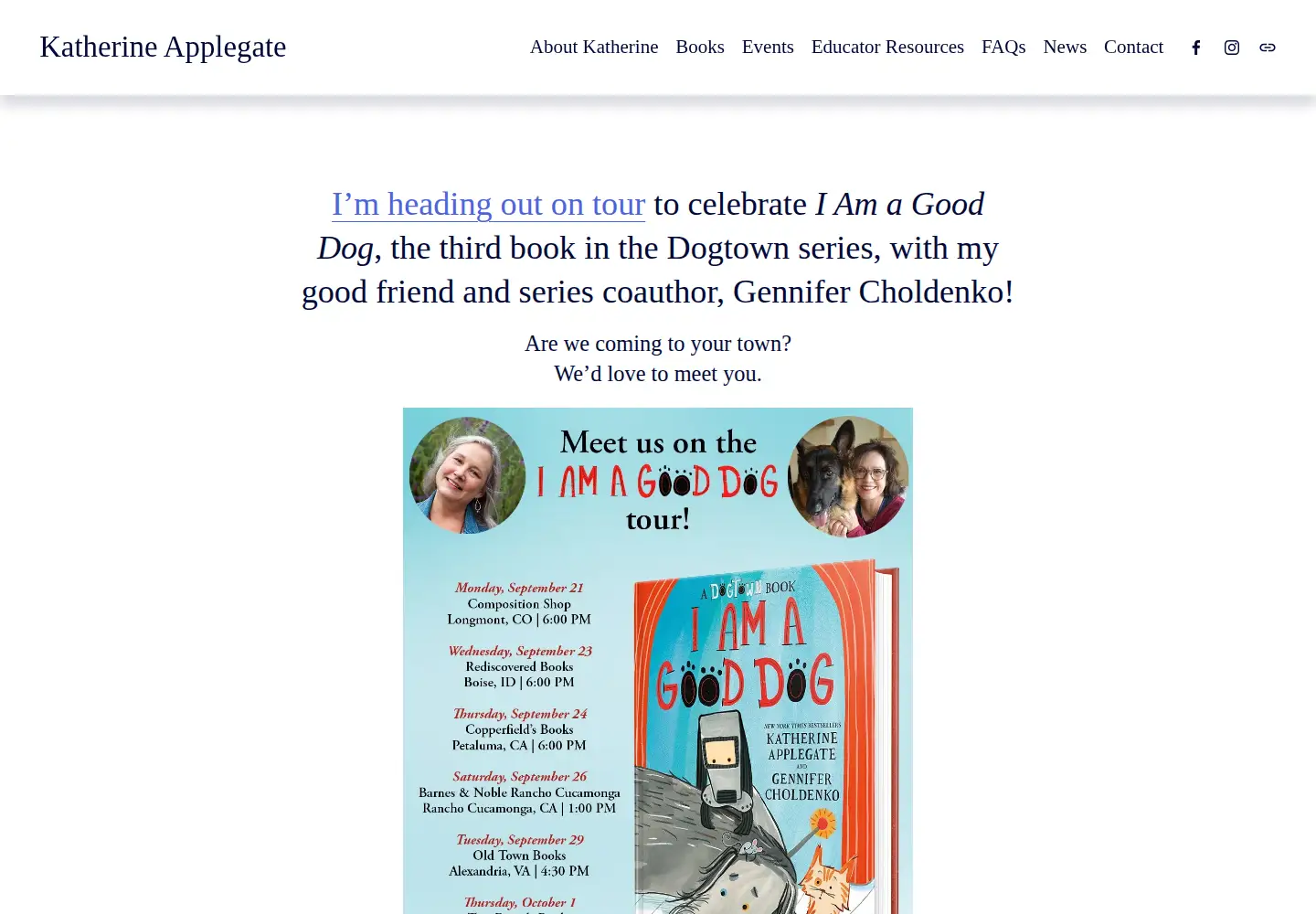Screenshot of katherineapplegate.com