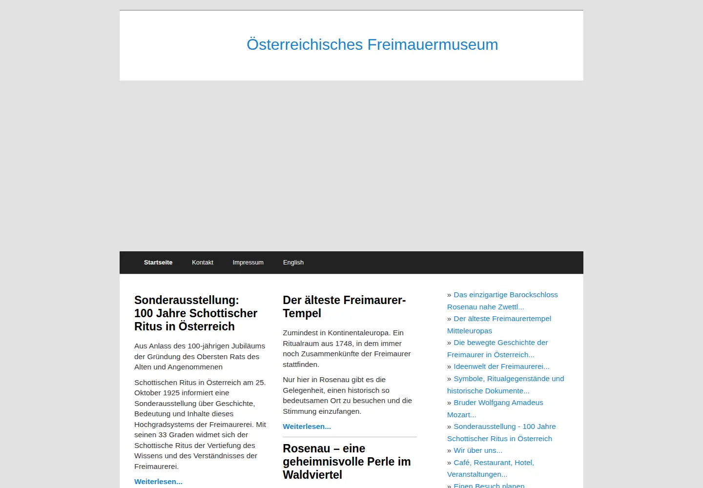 Captured homepage of freimaurermuseum.at in the current scan