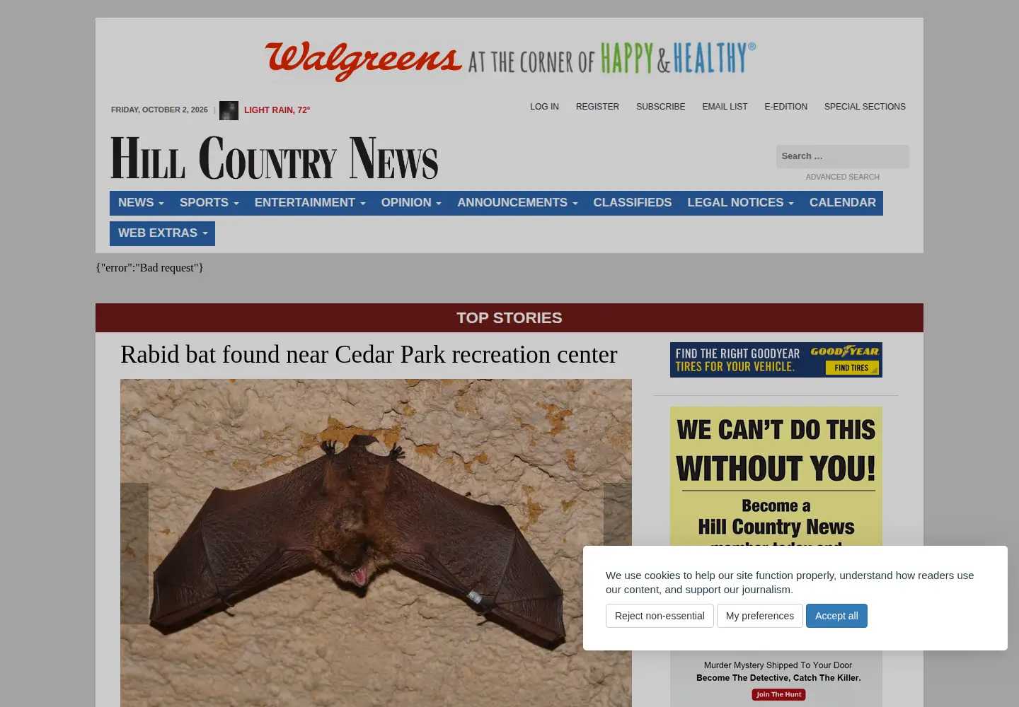 Screenshot of hillcountrynews.com
