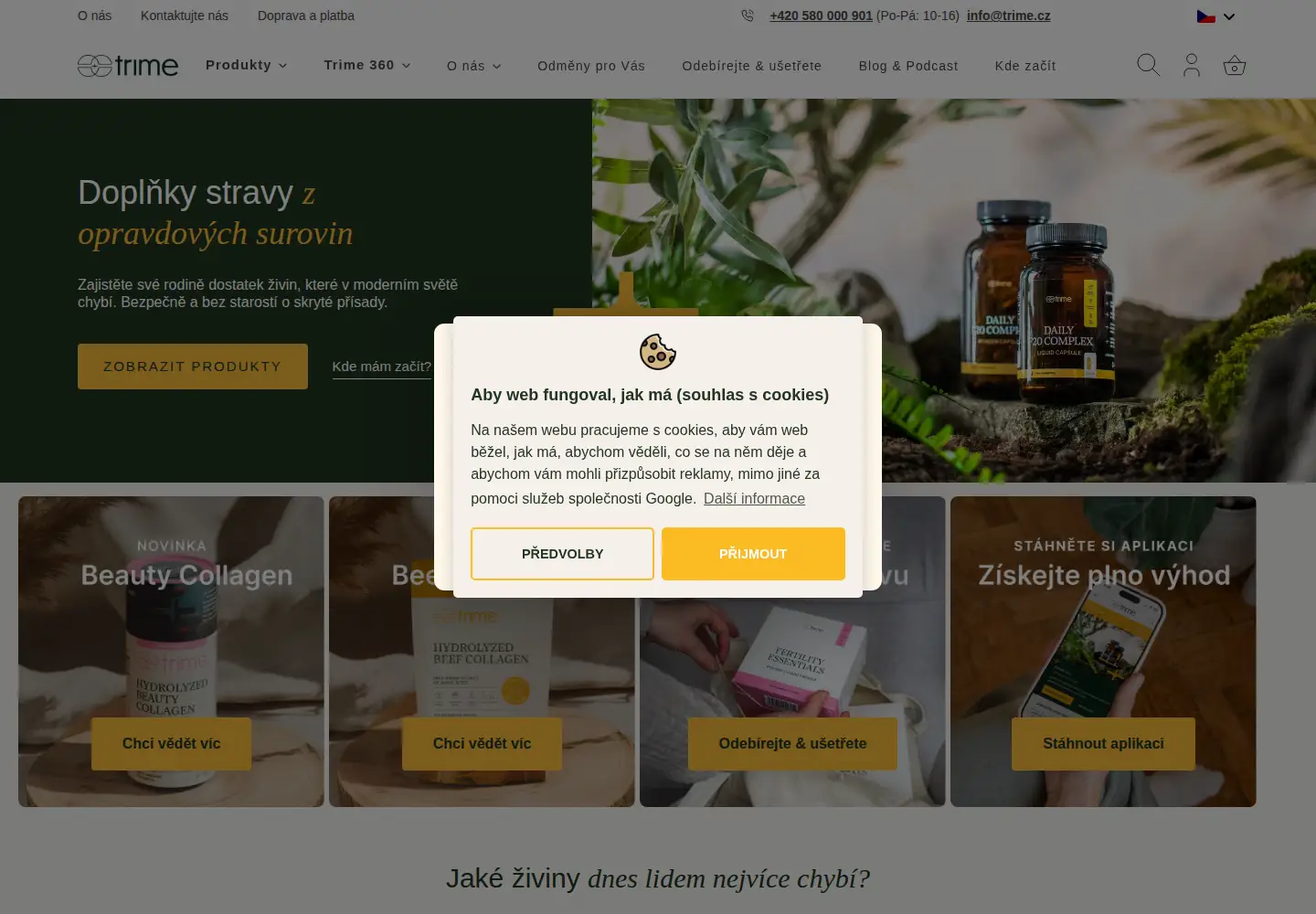 Screenshot of trime.cz