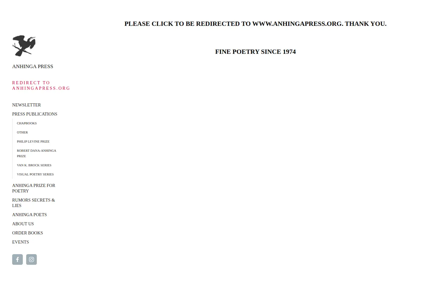 Screenshot of anhinga.org