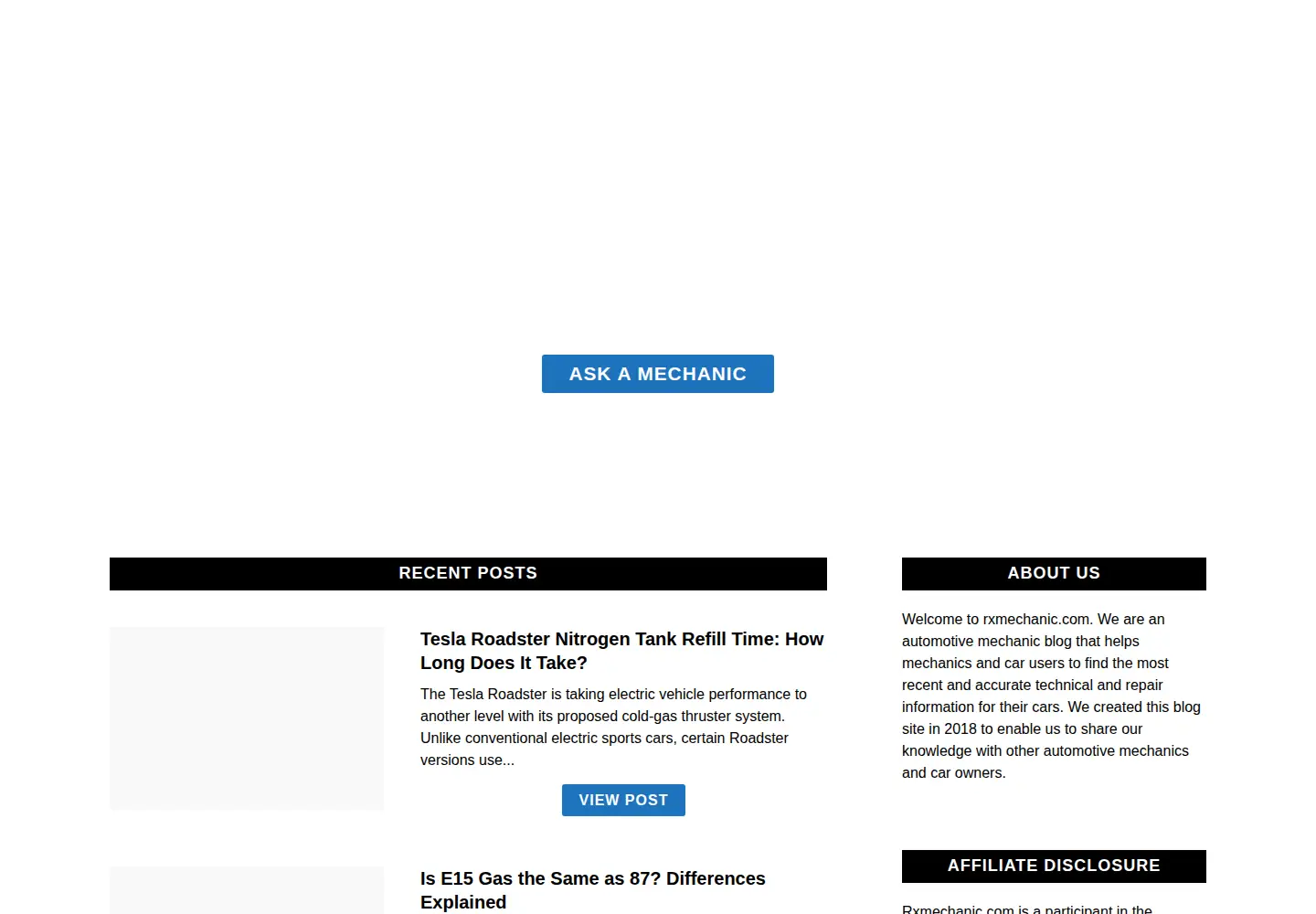Captured homepage of rxmechanic.com in the current scan
