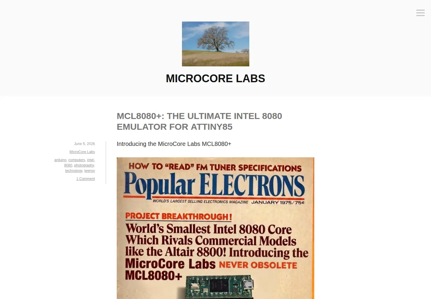 Captured homepage of microcorelabs.com in the current scan