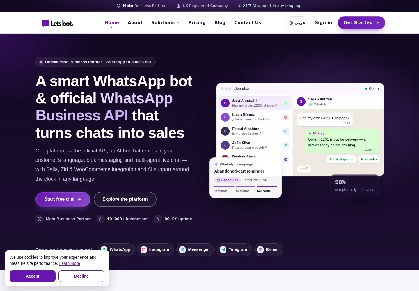 Screenshot of letsbot.net