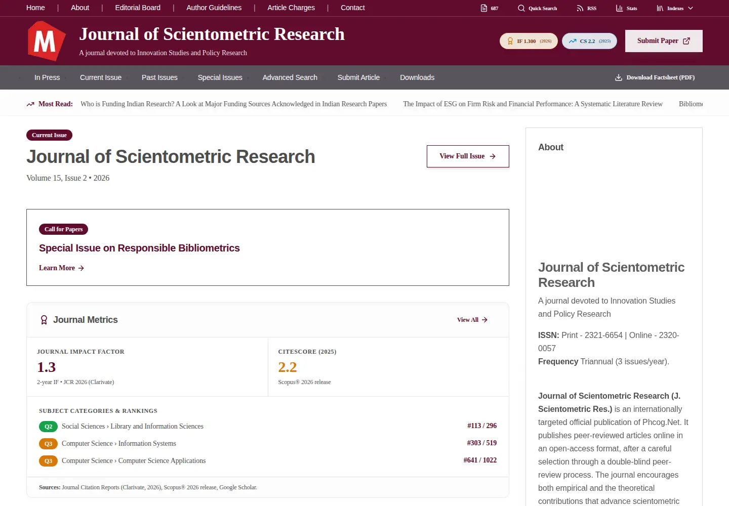 Captured homepage of jscires.org in the current scan