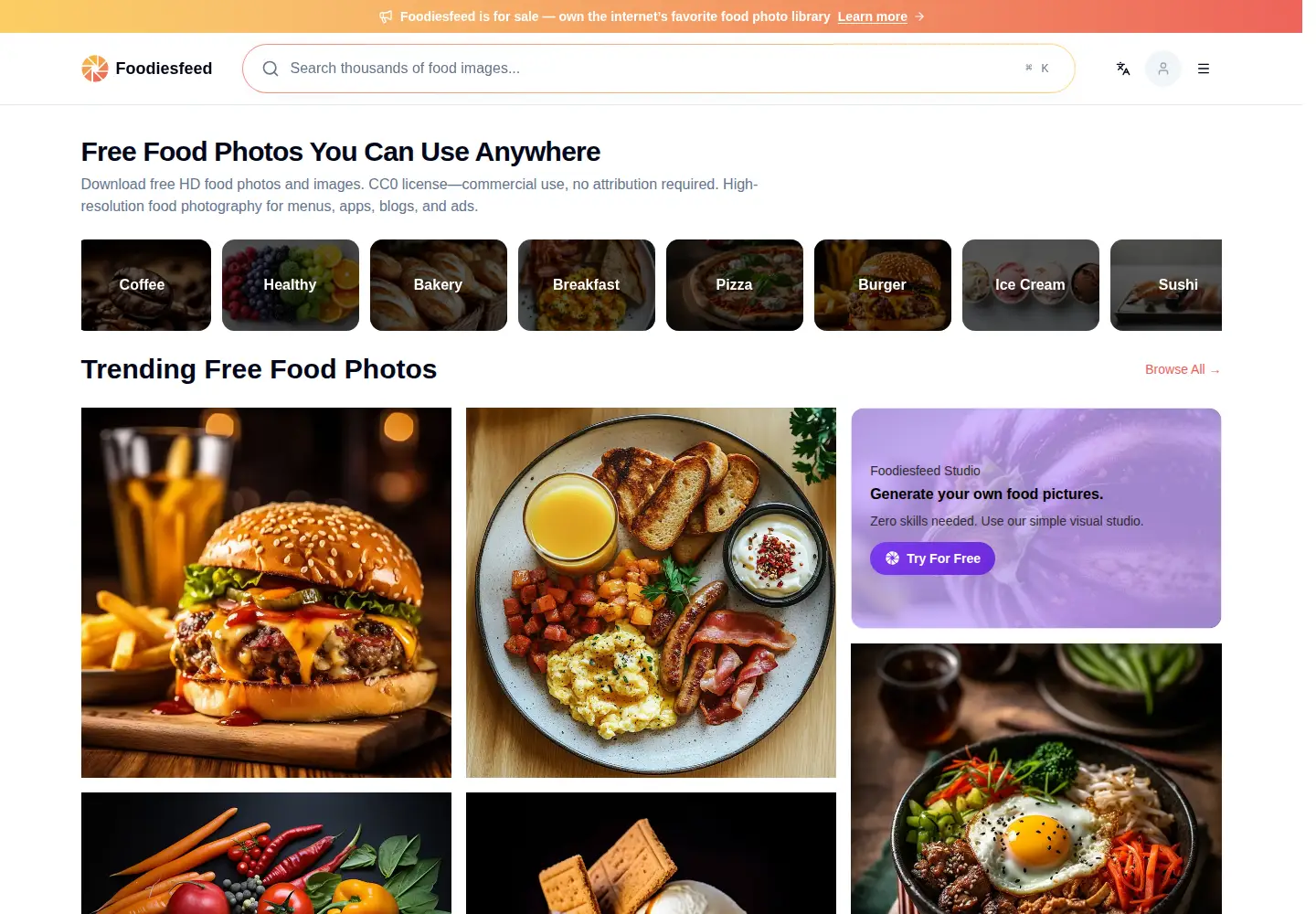Screenshot of foodiesfeed.com