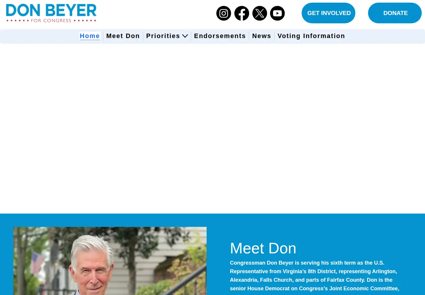 Captured homepage of friendsofdonbeyer.com in the current scan