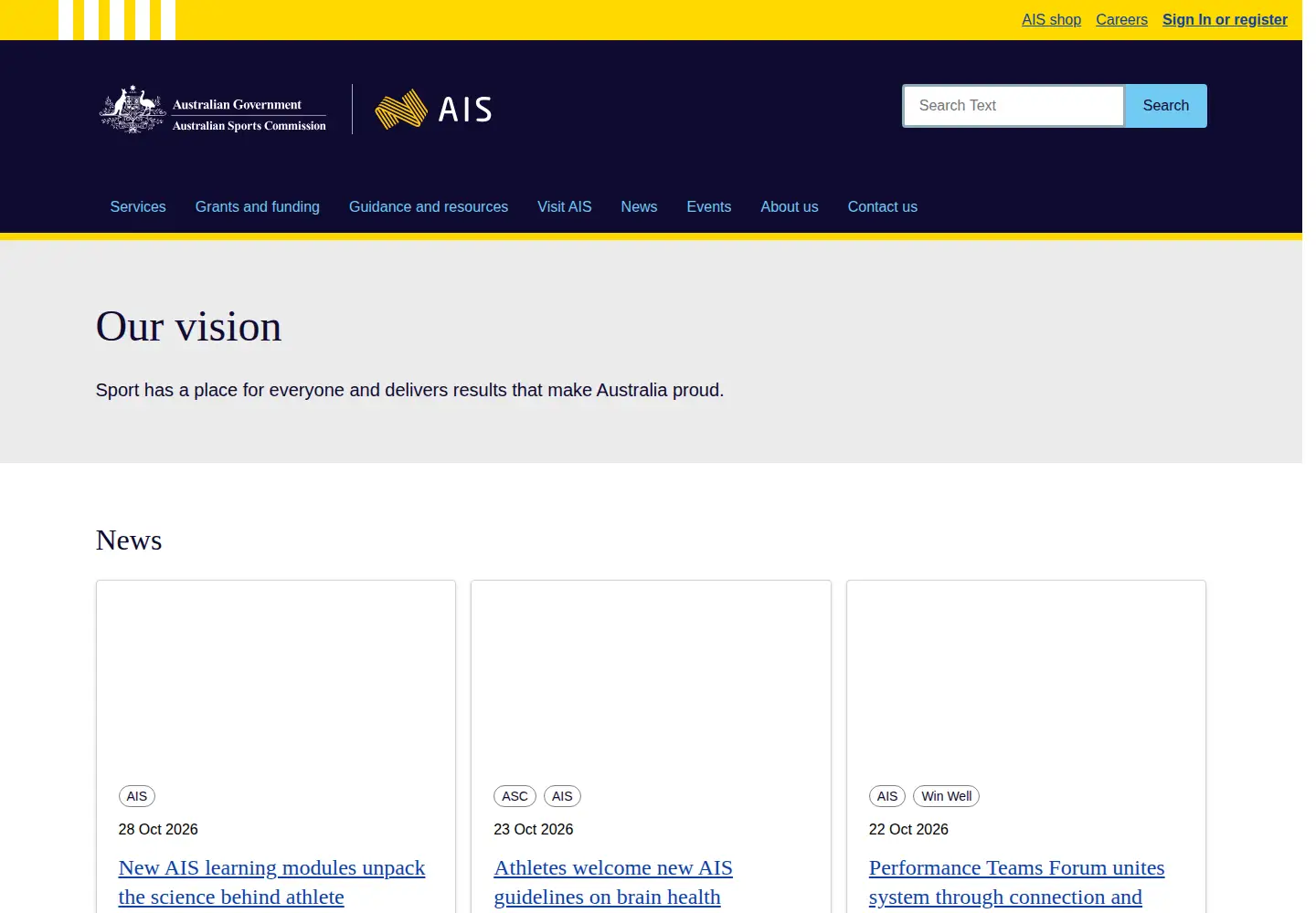 Screenshot of ais.org.au