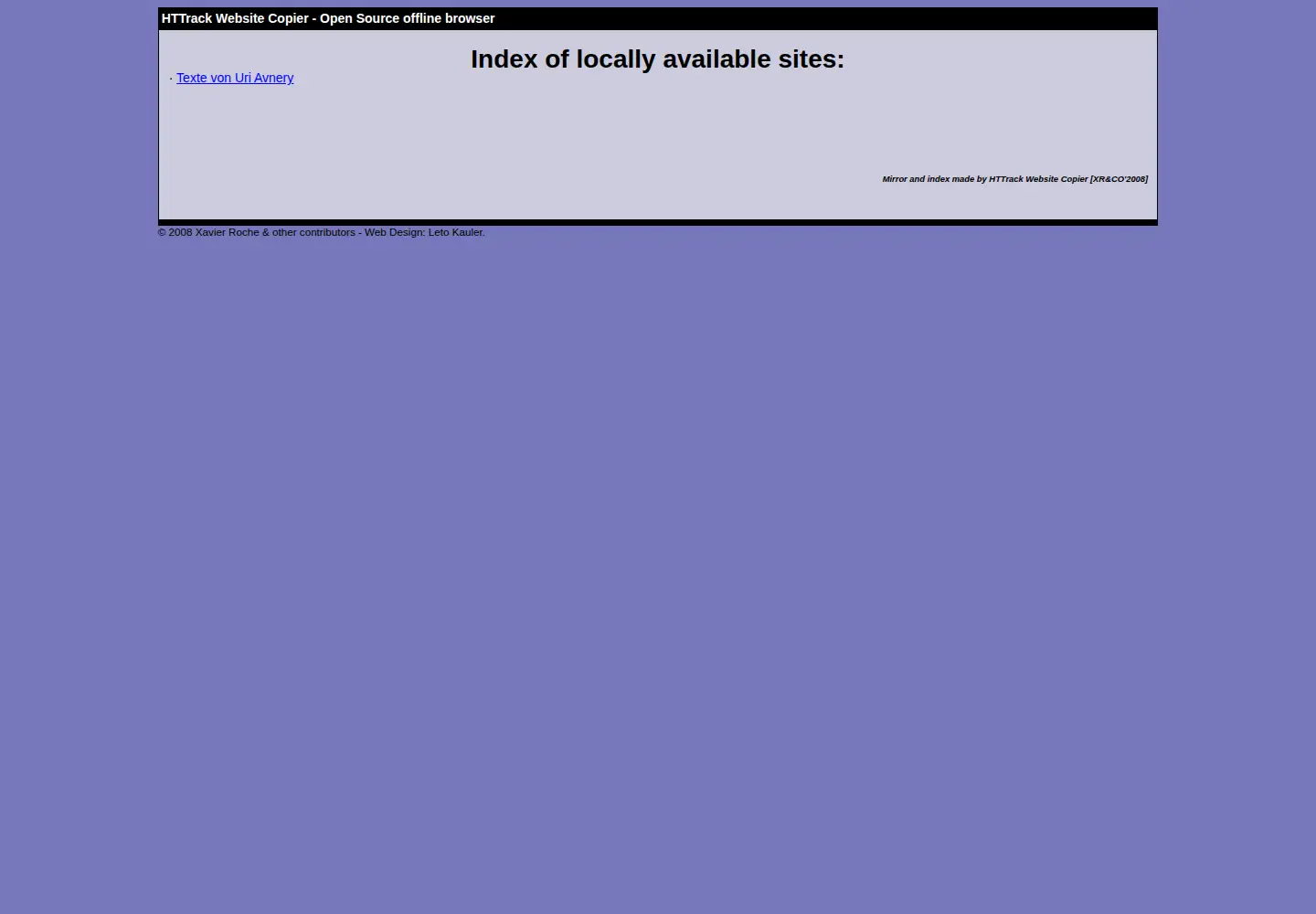 Captured homepage of uri-avnery.de in the current scan