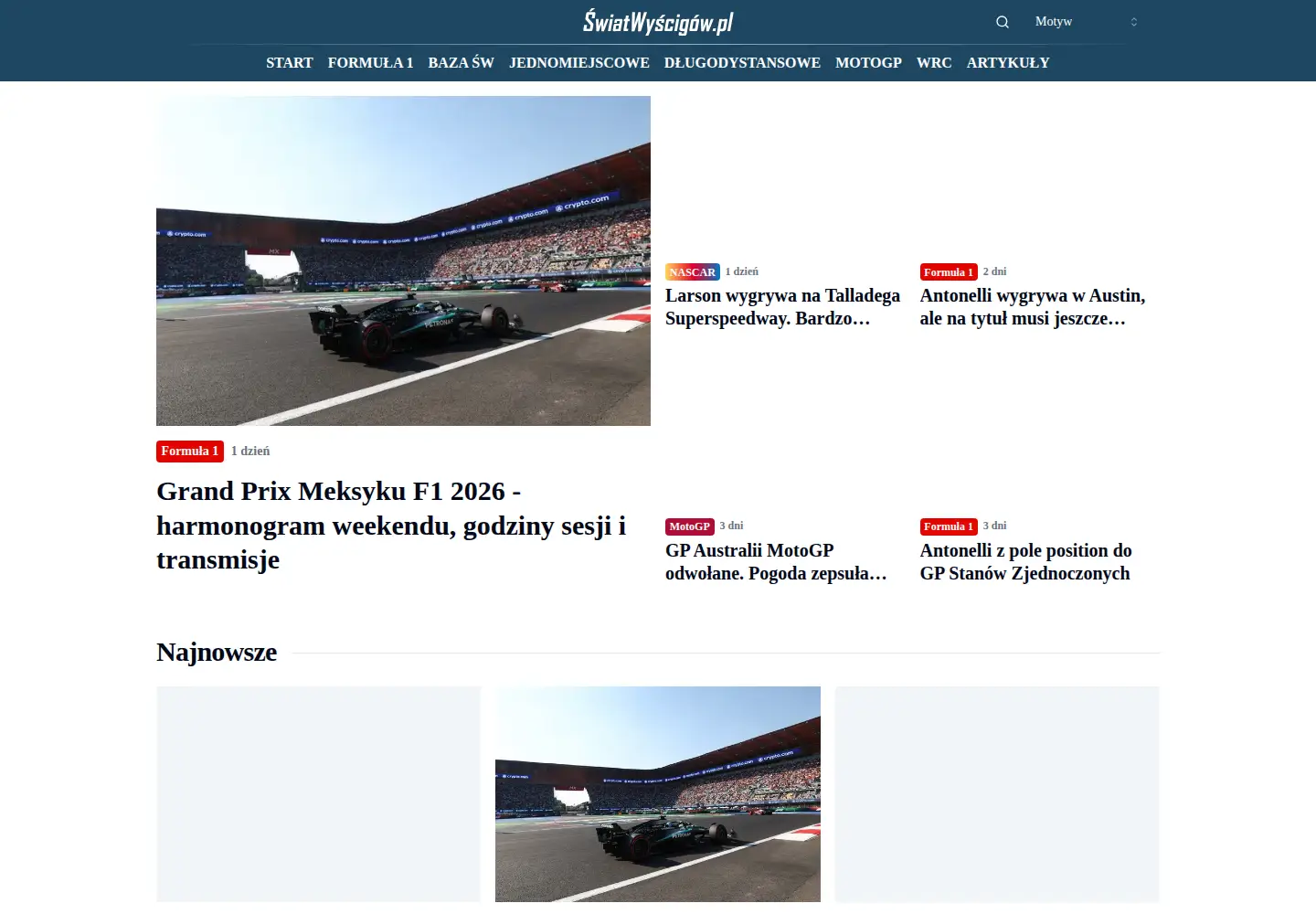 Captured homepage of swiatwyscigow.pl in the current scan