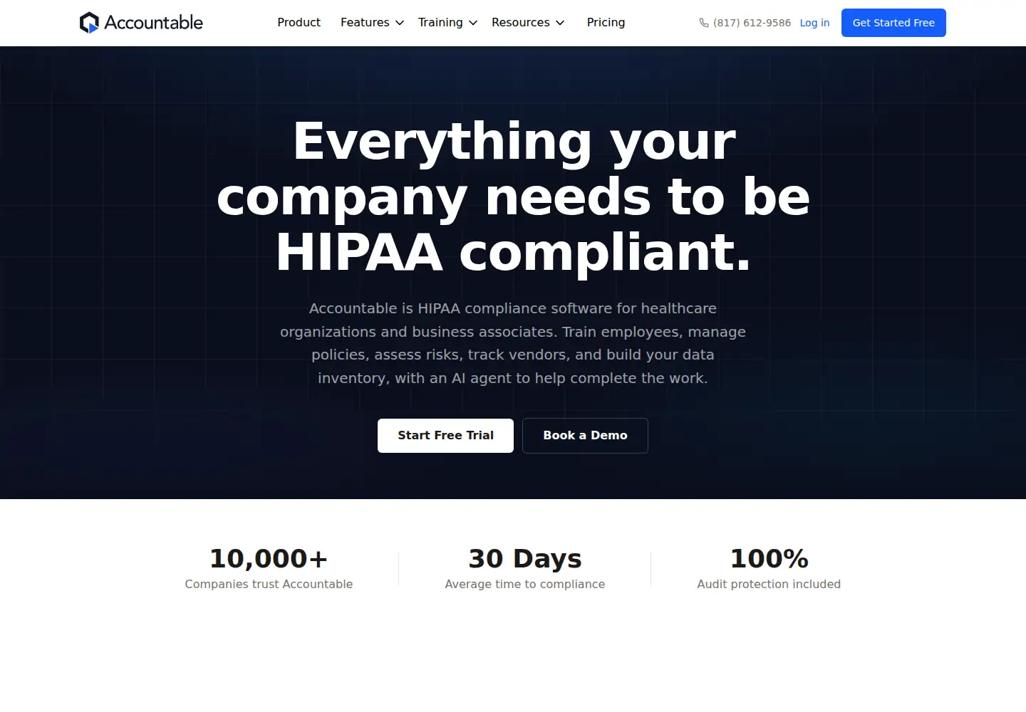 Captured homepage of accountablehq.com in the current scan
