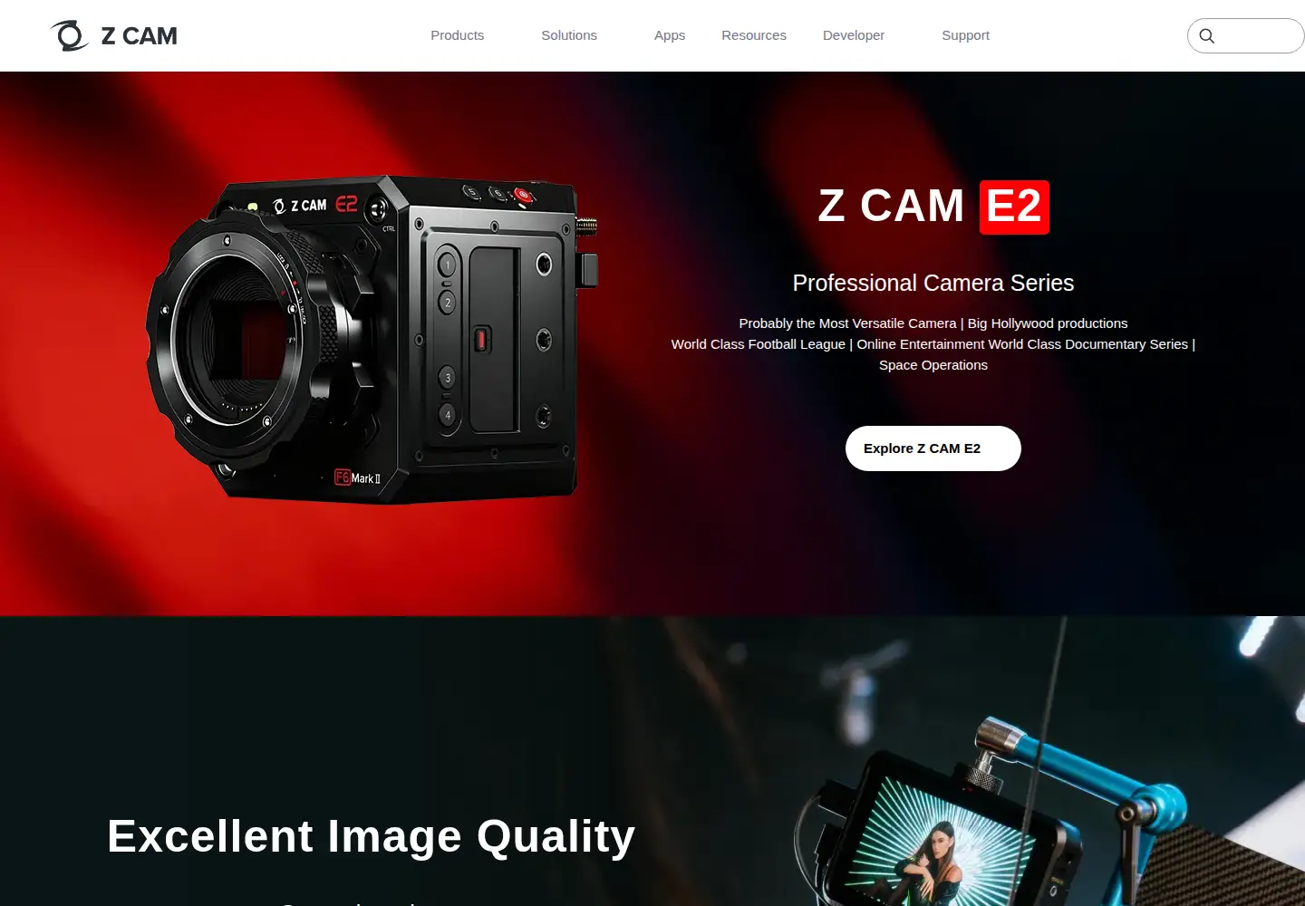 Screenshot of z-cam.com