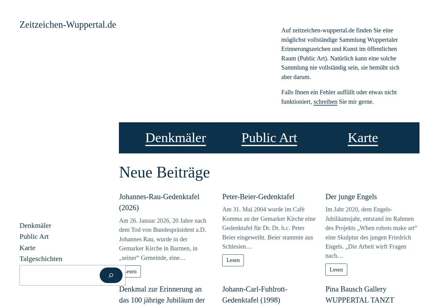 Captured homepage of denkmal-wuppertal.de in the current scan