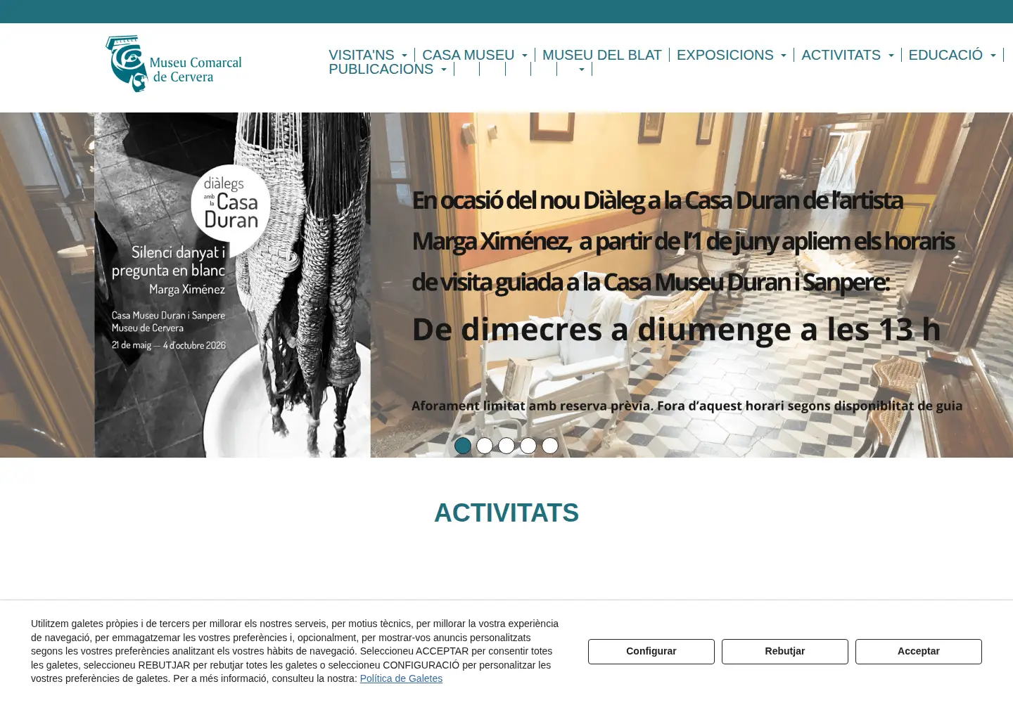 Captured homepage of museudecervera.cat in the current scan