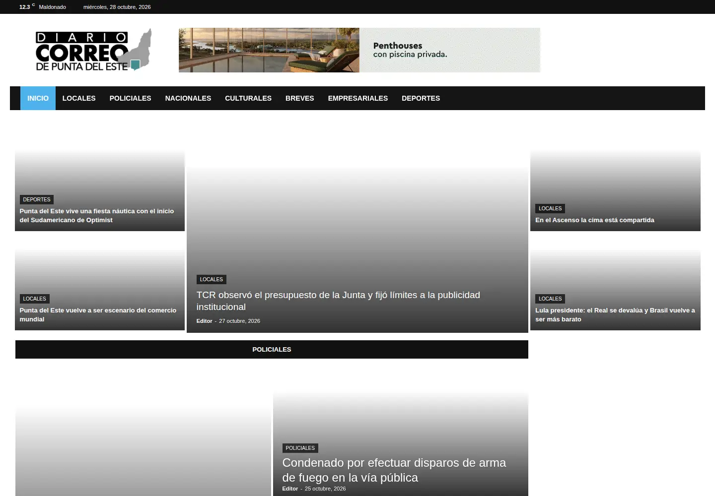 Screenshot of correopuntadeleste.com