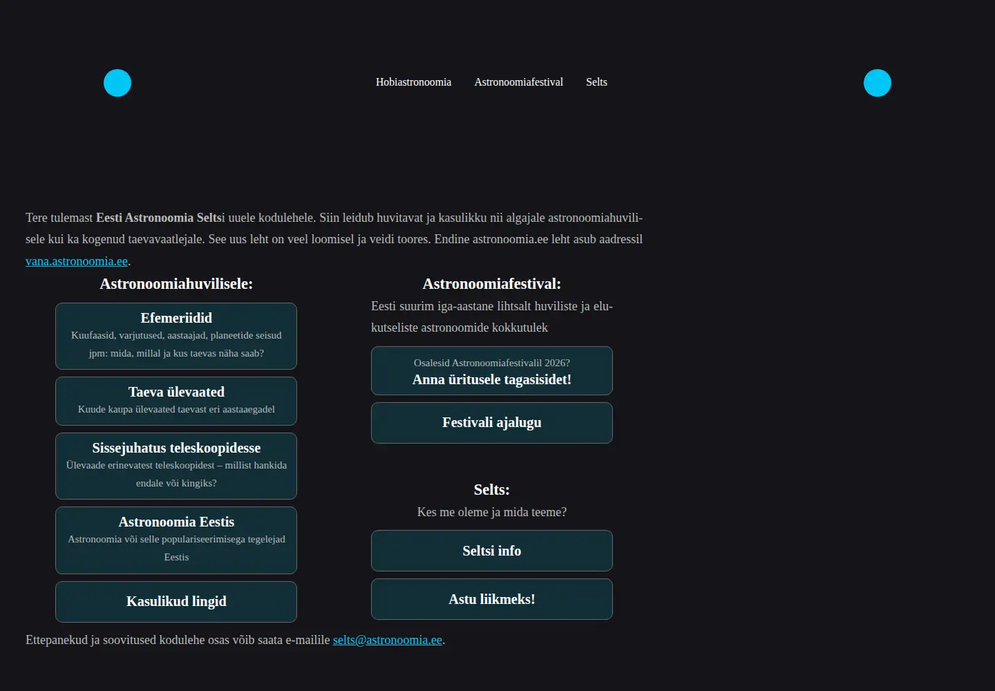 Screenshot of astronoomia.ee