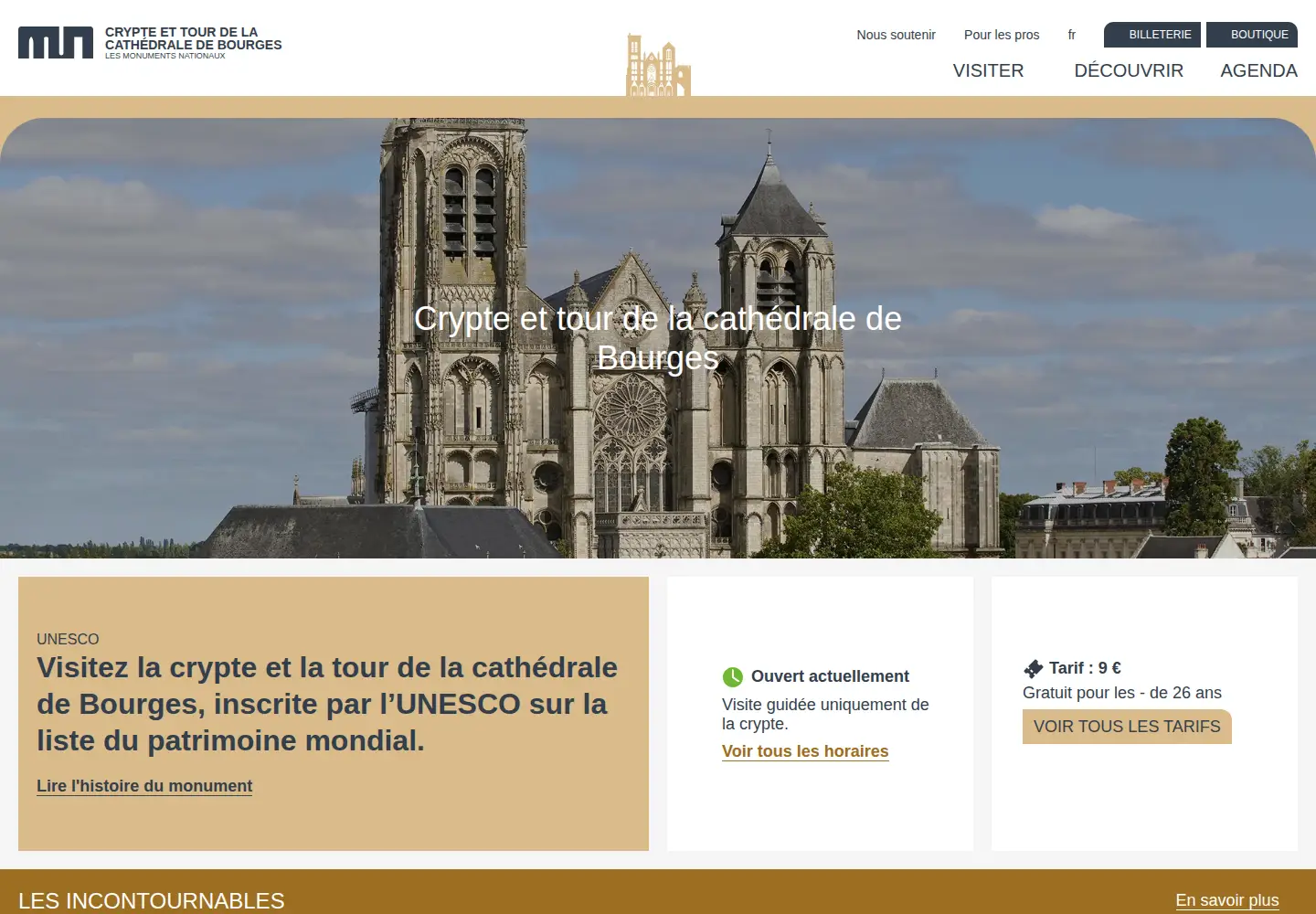Captured homepage of bourges-cathedrale.fr in the current scan