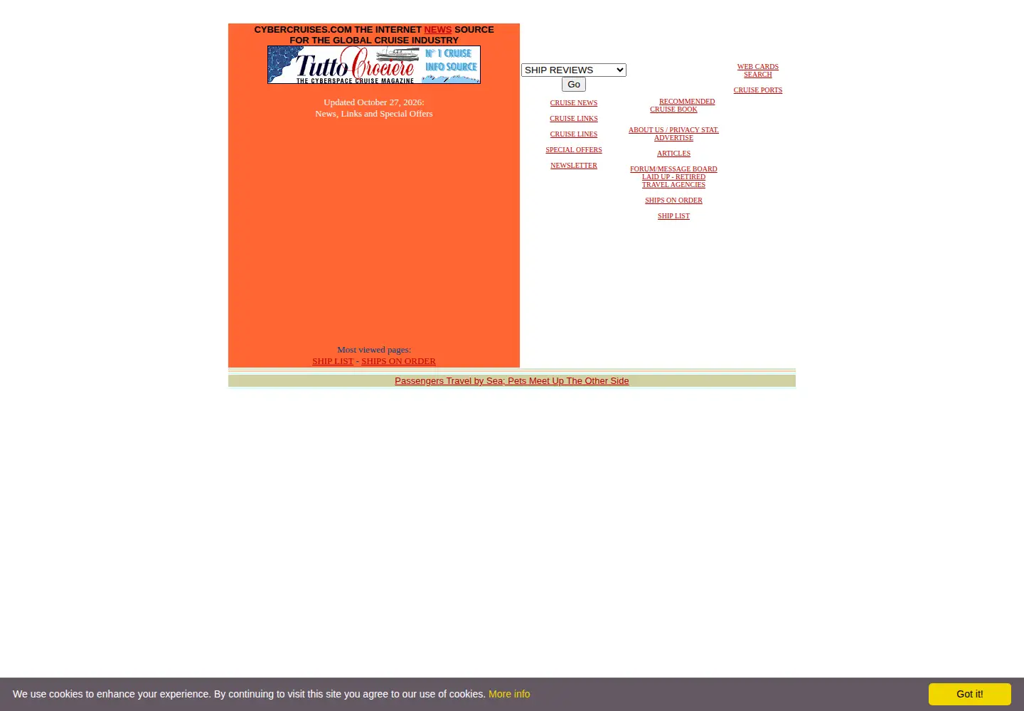Captured homepage of cybercruises.com in the current scan