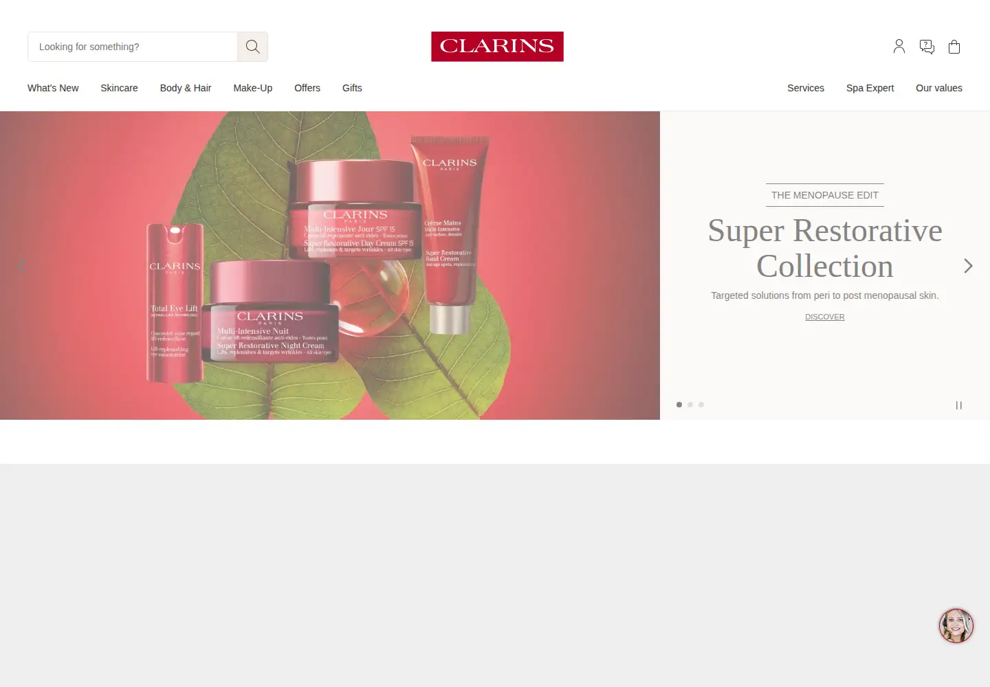 Screenshot of clarins.co.uk