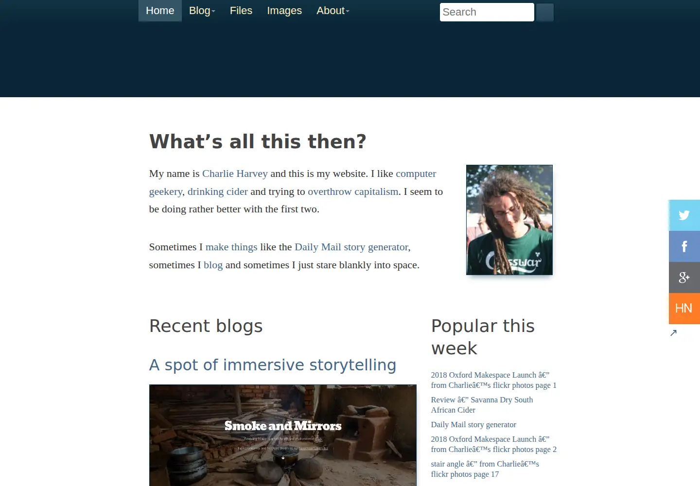Screenshot of charlieharvey.org.uk