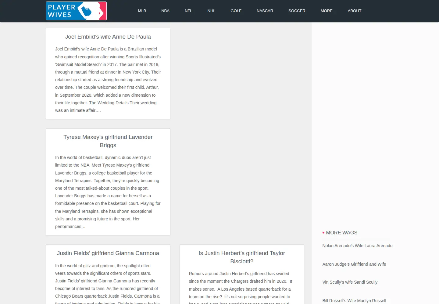 Screenshot of playerwives.com