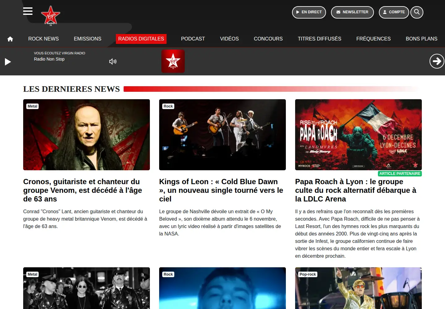Screenshot of virginradio.fr